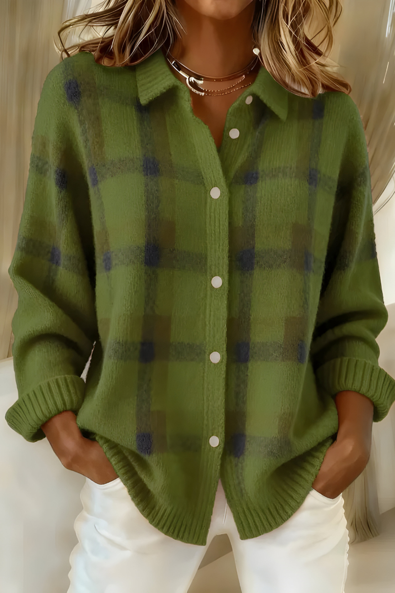 Anna™ | Soft Knitted, Checkered Cardigan