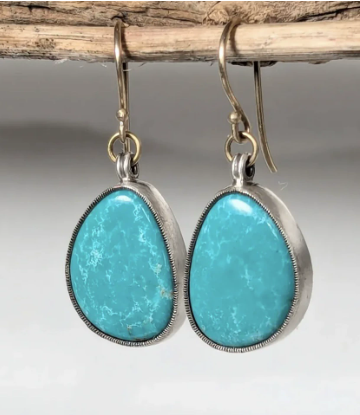 Vintage Blue Stone Oval Earrings