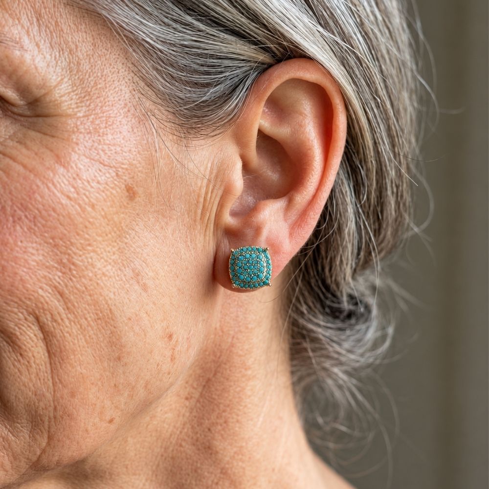 Turquoise Square Stud Earrings