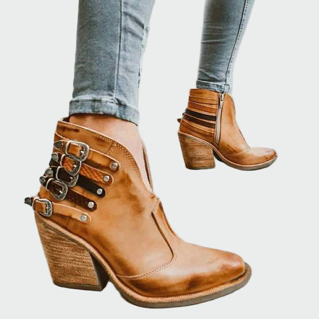 Retro Leather Ankle Boots