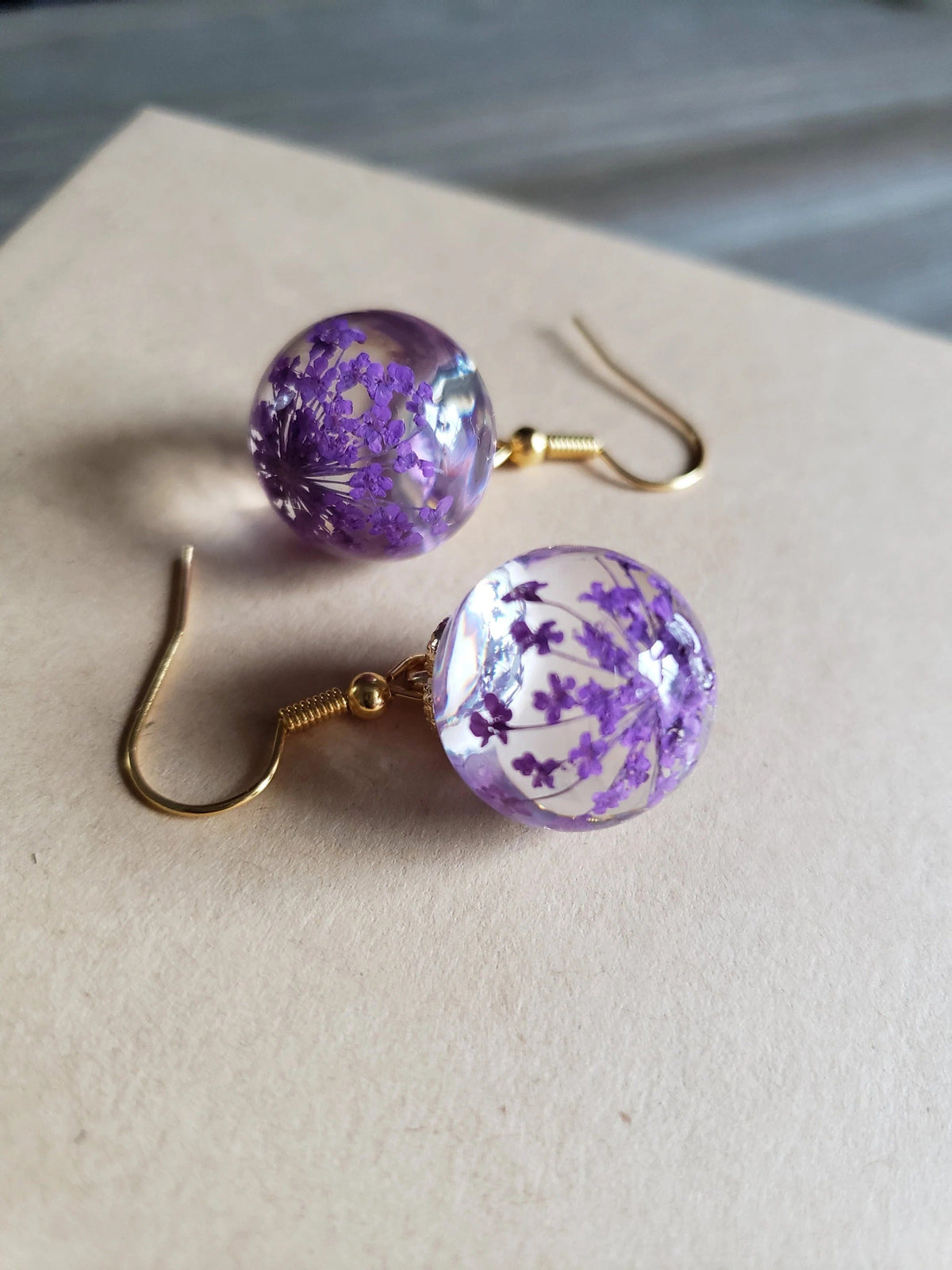Vintage Green Blossom Earrings in Antique Gold