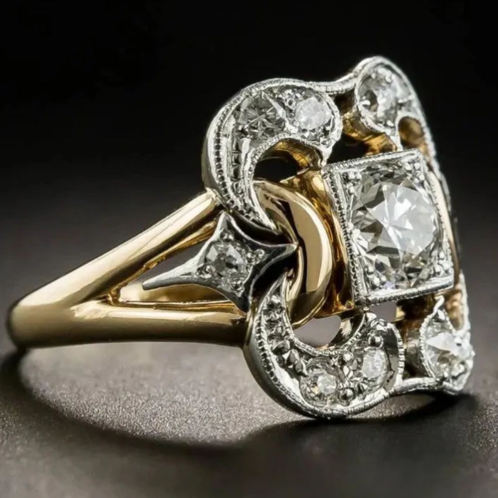 Vintage Zirconia Gold Ring