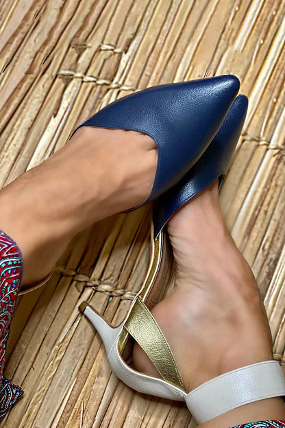 TWO-TONE SLINGBACK WITH ELEGANT HEEL