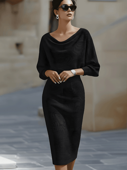 Olivia | White Draped Batwing Midi Dress