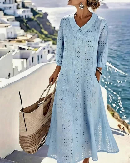 AUTUMN – ELEGANT EYELET MIDI DRESS