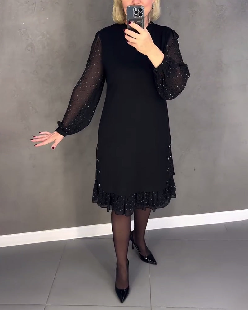 ELIANA | Elegant Dress with Transparent Sleeves and Flattering Cut for Autumn Occasions