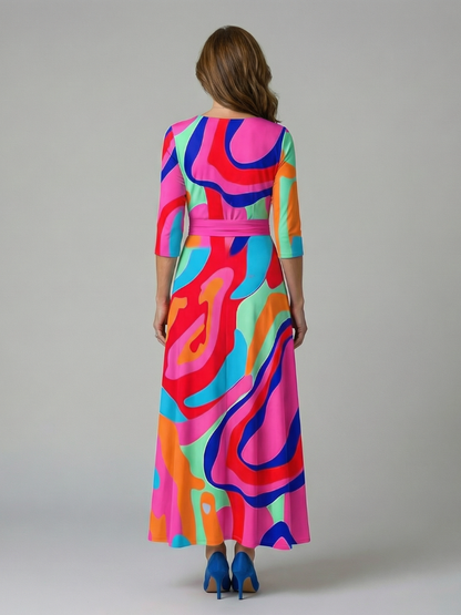 Celine | Cross Wrap Neck Midi Dress