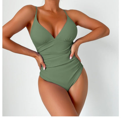 LolaBeach - Solid Deep V-Neck Swimsuit