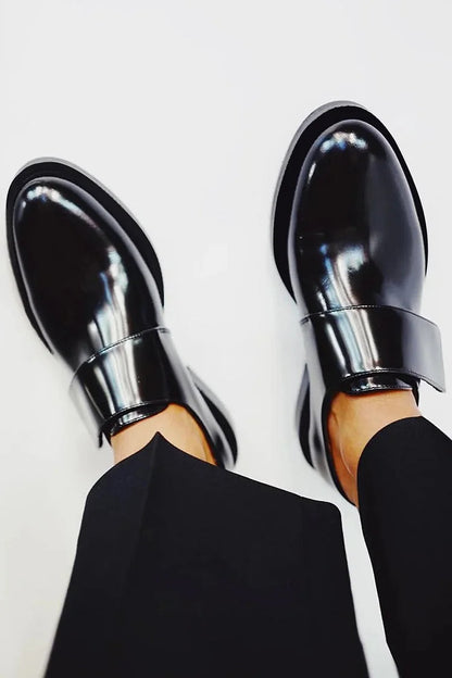 POLISHED STRAP LOAFERS