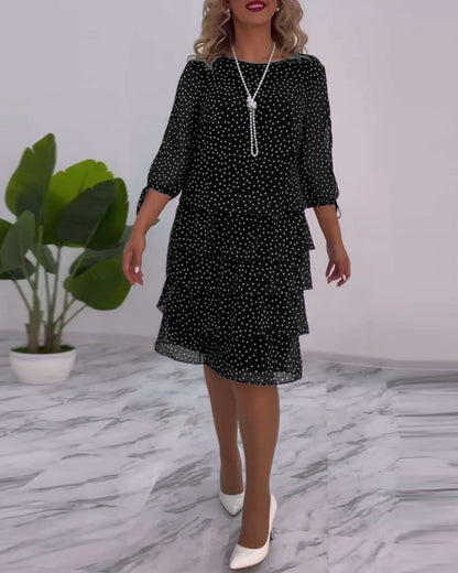 Claire™ Elegant Layered Polka Dot Dress