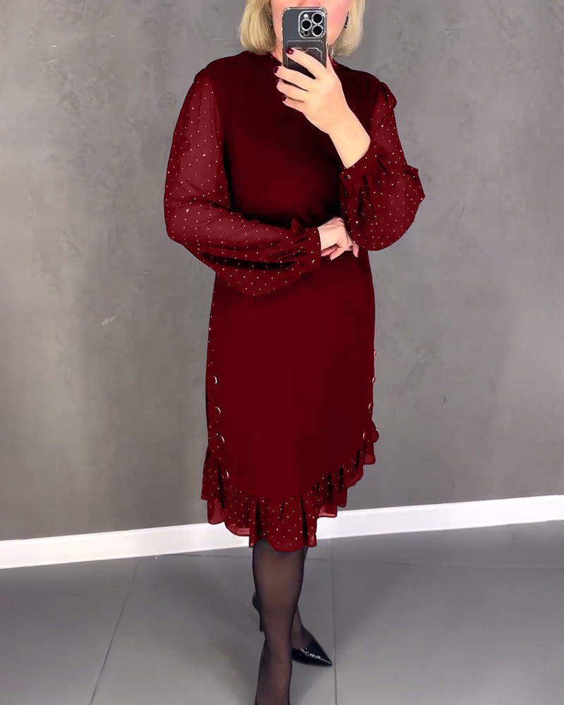 ELIANA | Elegant Dress with Transparent Sleeves and Flattering Cut for Autumn Occasions