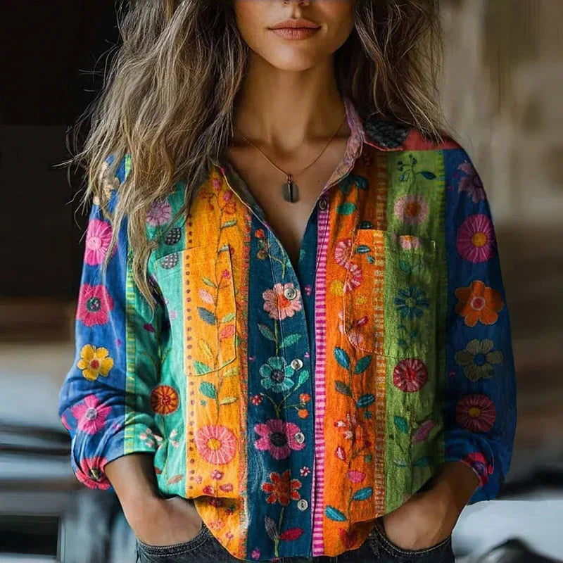 MONICA™ - VINTAGE PRINTED SPRING BLOUSE