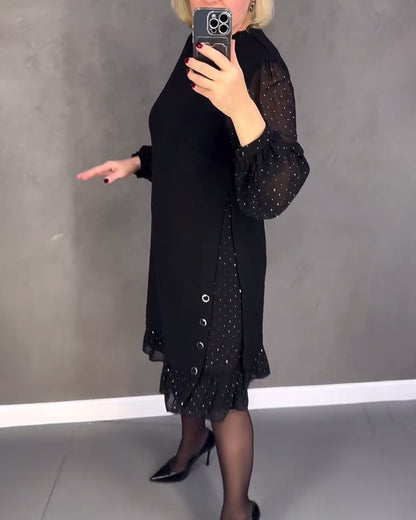 ELIANA | Elegant Dress with Transparent Sleeves and Flattering Cut for Autumn Occasions