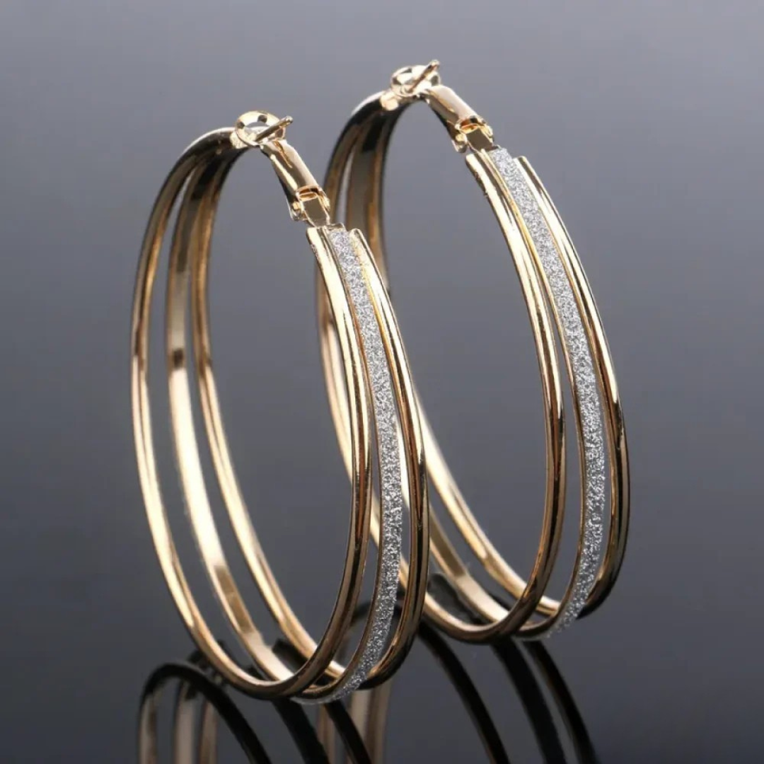 Gold Retro Hoop Earrings