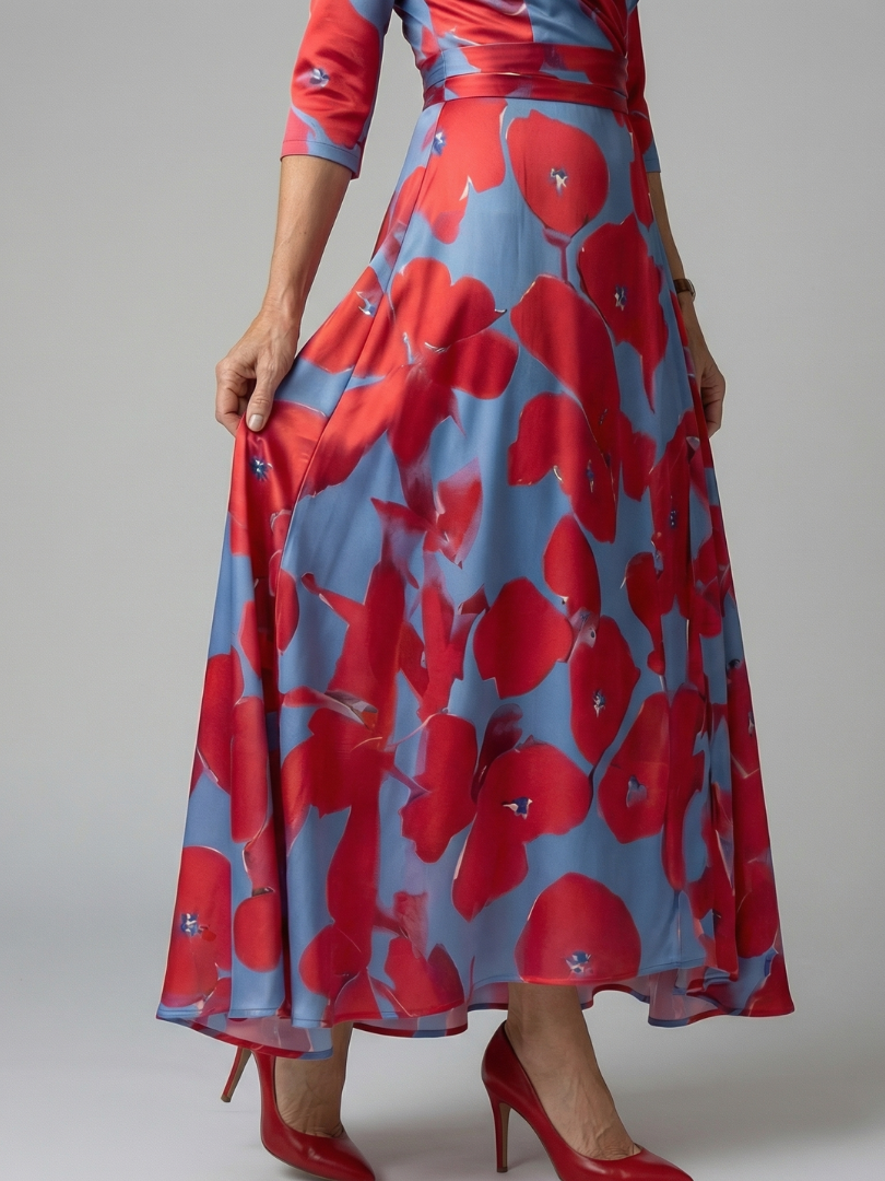 Celine | Cross Wrap Neck Midi Dress