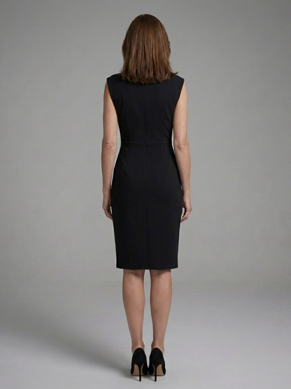 Faelina | Sleeveless Keyhole Ruched Midi Dress