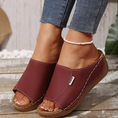 Ella™ - Casual Slip-On Sandals with Mid-Heel Platform