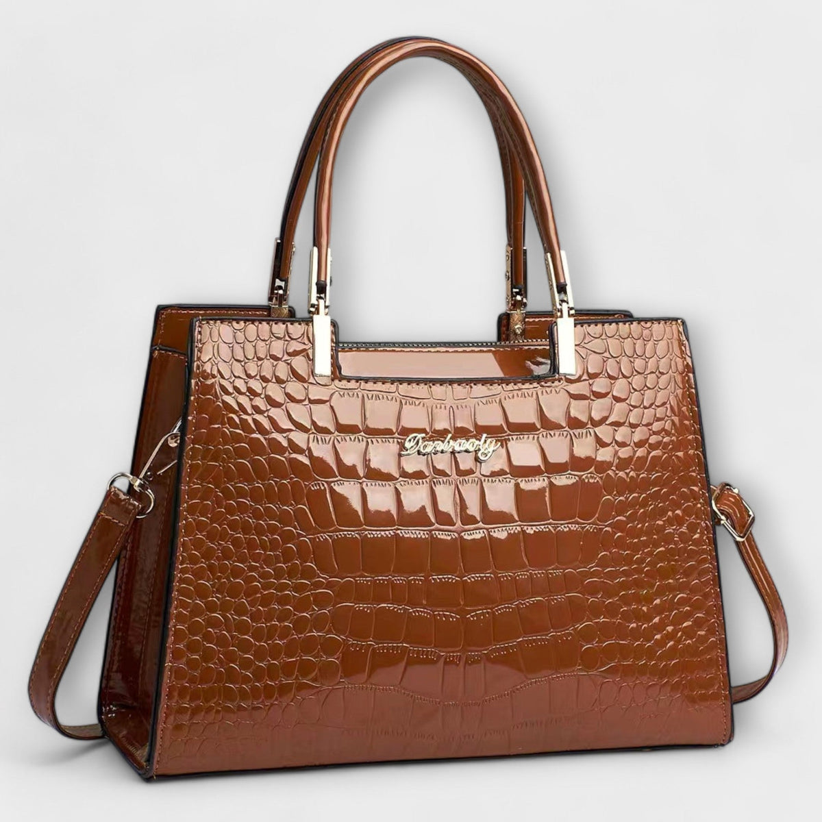 Glossy Crocodile Pattern Handbag