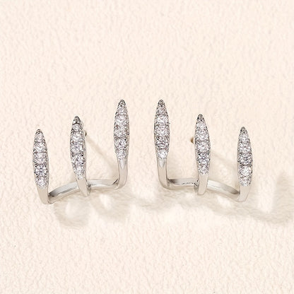 Elegant Rhinestone Three-Claw Earrings