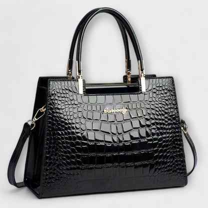 Glossy Crocodile Pattern Handbag
