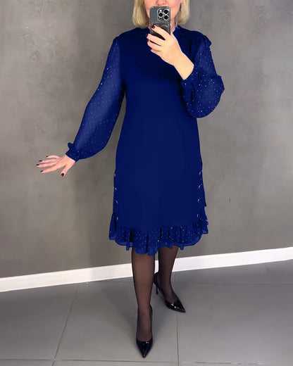 ELIANA | Elegant Dress with Transparent Sleeves and Flattering Cut for Autumn Occasions