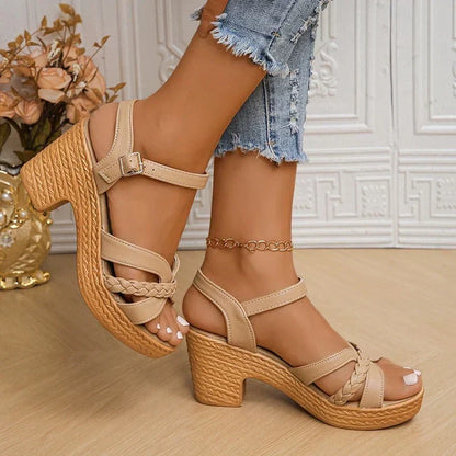 Bella | Stylish Braided Strap Heeled Sandals