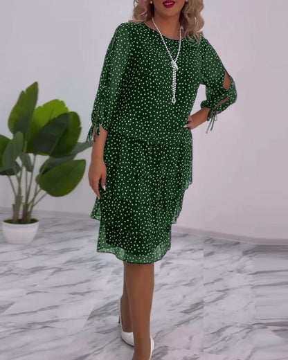 Claire™ Elegant Layered Polka Dot Dress