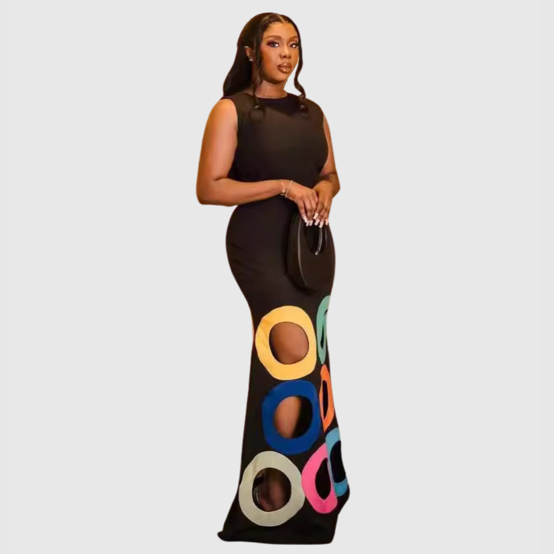 Anya - Colorful Hollow Out Bodycon Maxi Dress