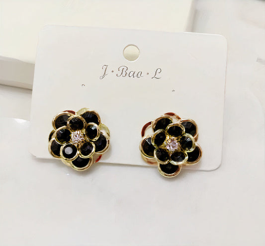 Vintage Crystal Golden Blossom Earrings
