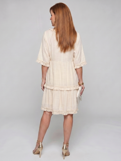 Drea | Embroidered Detail Short Sleeve Mini Dress
