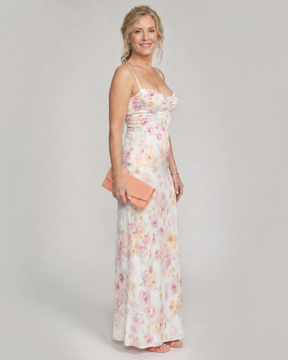 Colia | Soft Floral Strappy Bodycon Maxi Dress
