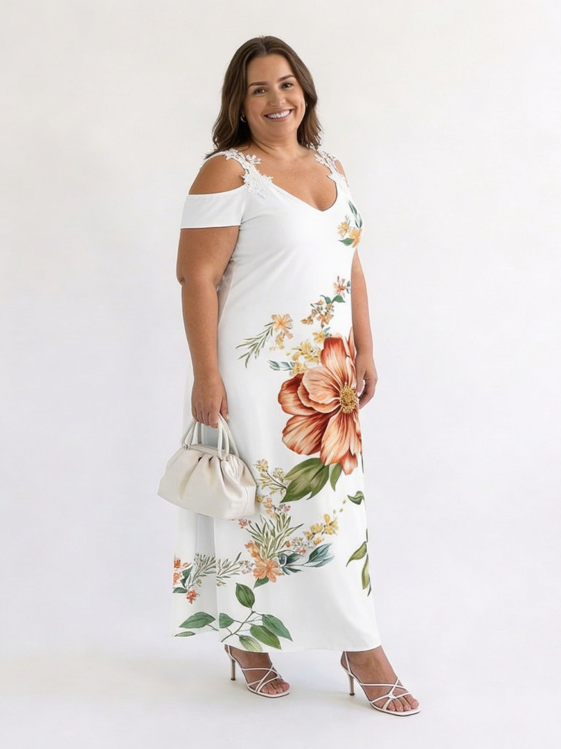 Camila | Floral Off-Shoulder A-Line Midi Dress