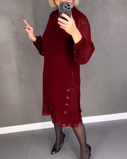 ELIANA | Elegant Dress with Transparent Sleeves and Flattering Cut for Autumn Occasions