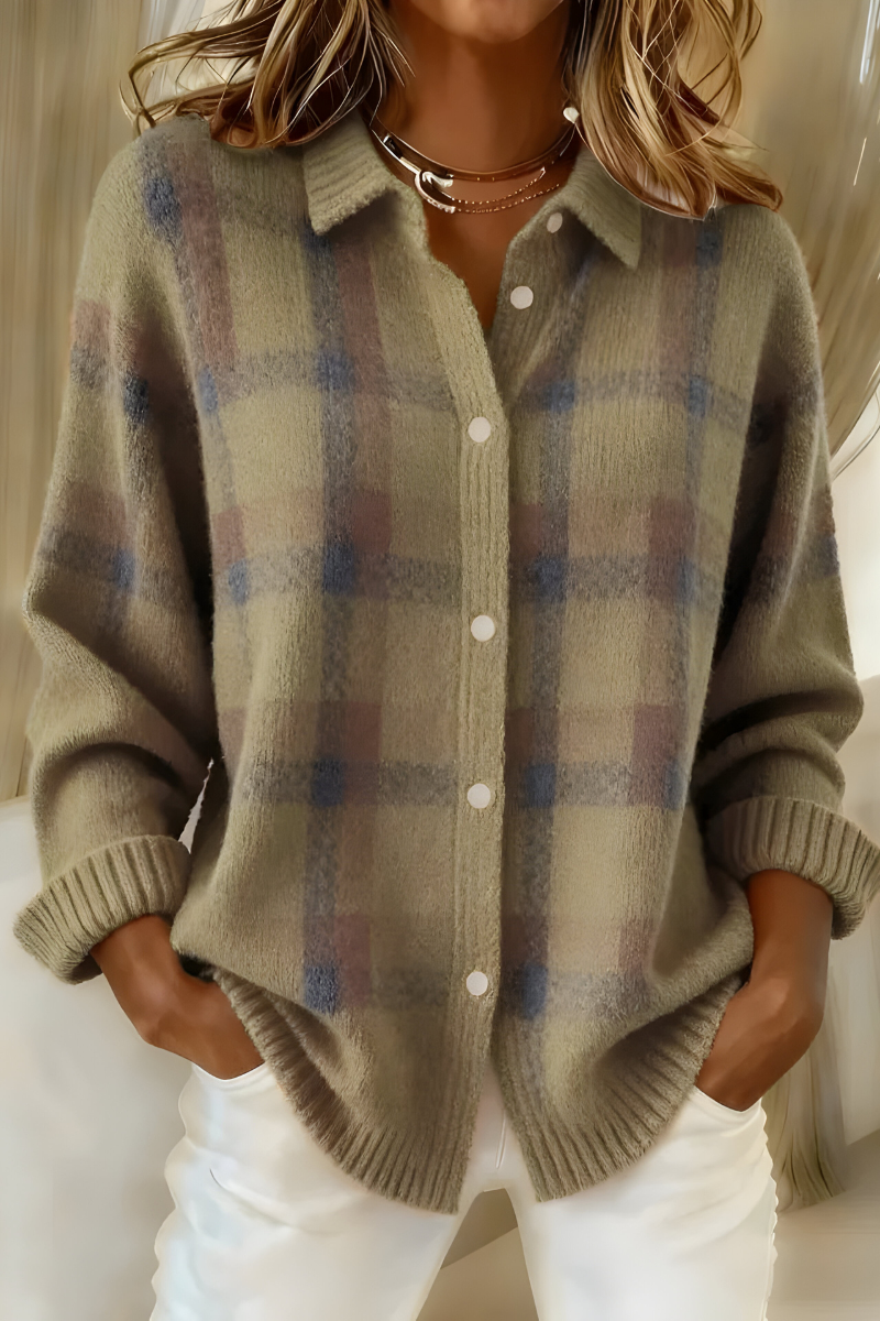 Anna™ | Soft Knitted, Checkered Cardigan