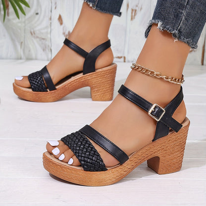 Haven Braided Block Heel Sandals