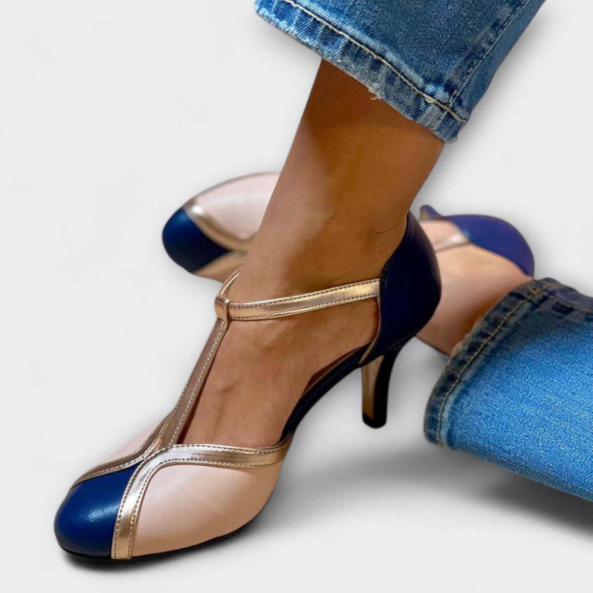 Two-Tone T-Strap Elegance