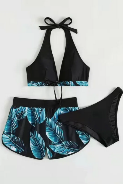 Ava | 3-Piece Leaf Print Bikini Set for Women