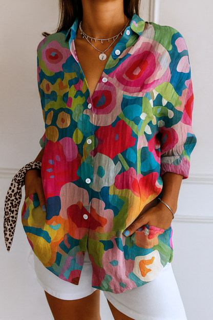 Astra | Blouse with Colorful Pattern
