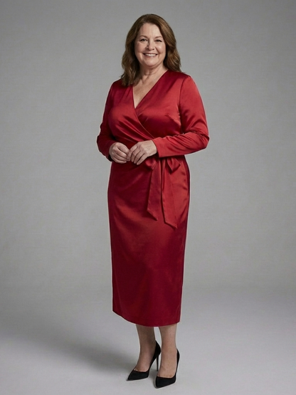 Alouette | Long Sleeve Wrap Tie Midi Dress