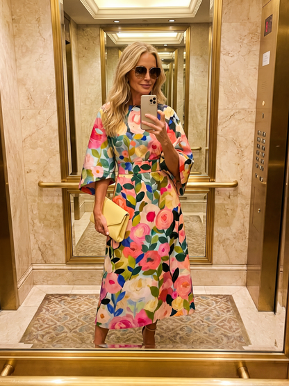 Glade | Wide Sleeve Floral Midi Dress