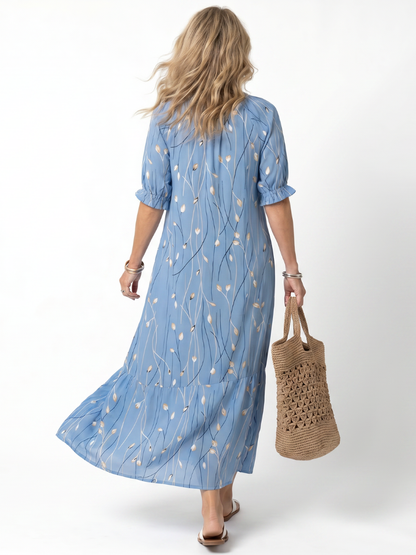 Alora | Floral Print Tassel Tie Midi Dress