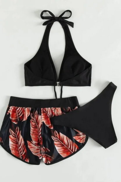 Ava | 3-Piece Leaf Print Bikini Set for Women