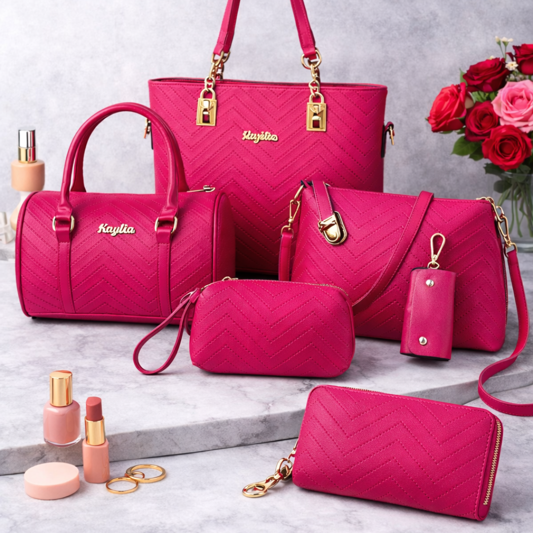 Amanda | Classic 6-Piece PU Leather Tote & Crossbody Bag Set
