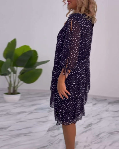 Claire™ Elegant Layered Polka Dot Dress