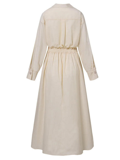 Elsie™ Elegant Button Lapel Midi Dress
