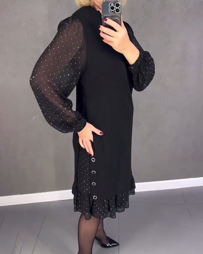ELIANA | Elegant Dress with Transparent Sleeves and Flattering Cut for Autumn Occasions