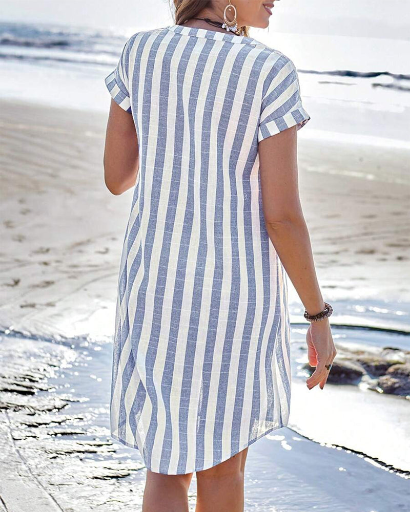 CATERINA | Striped Shirt Dress with Flattering Cut and Natural Day Style