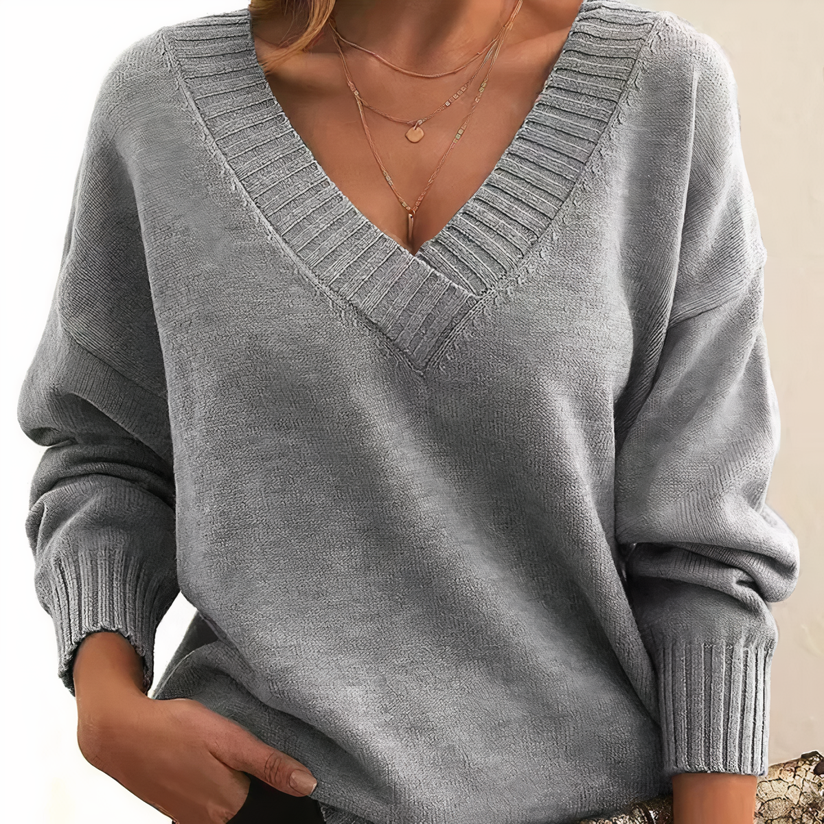 Aria | Chic Deep V-Neck Relaxed Fit Sweater