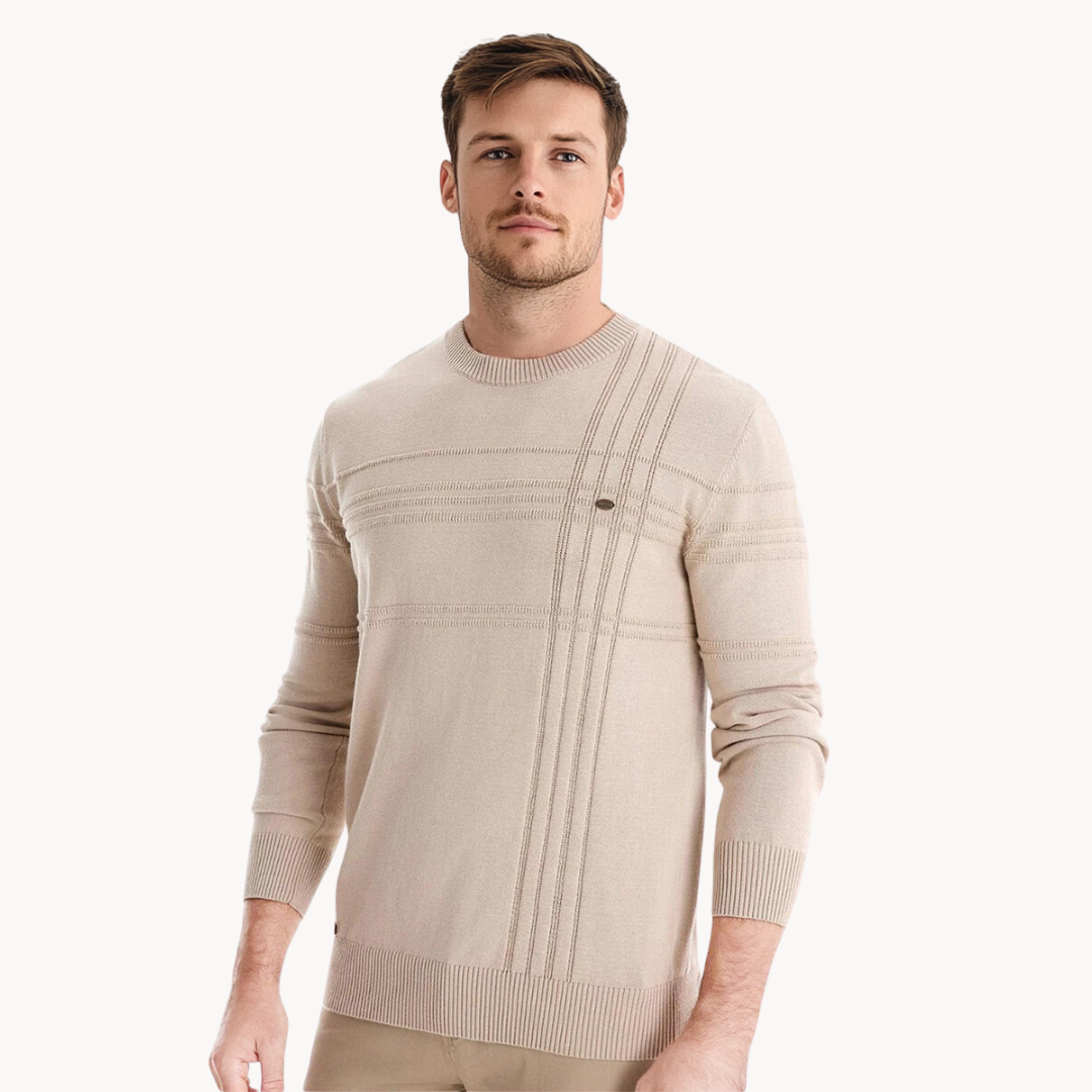 Beeck™ | Cotton Men's Sweater with Striped Design