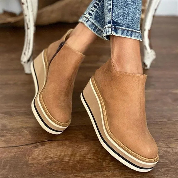 AVA – CHIC PLATFORM SUEDE ANKLE BOOTS